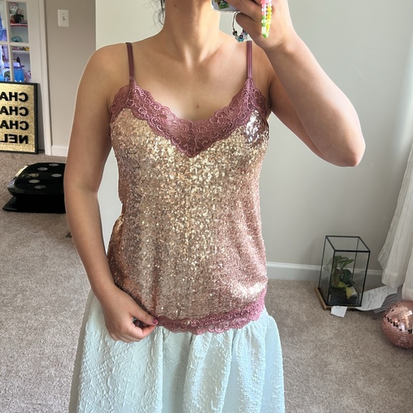 Intimissimi Sequin & lace camisole top. S - Picture 3 of 11